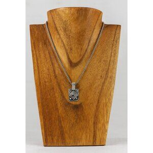 Petite Geometric Art Deco Sterling Silver Pendant Artist Signed .5" L X 7/16" W